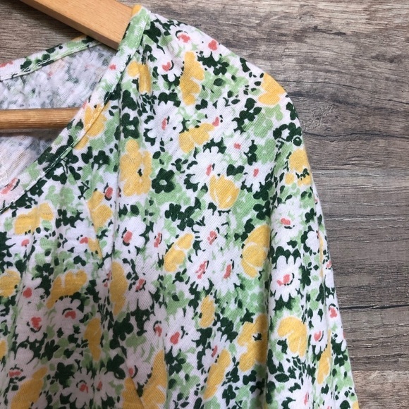 Chaps Floral Balloon Sleeves Cotton Top XL - Picture 2 of 9